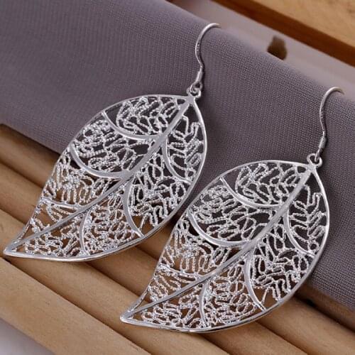 High quality nice charms women lady wedding fashion silver color Exquisite leaf Earring Jewelry free shipping E128