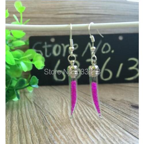 200sets/lot hot pepper MINI empty GLASS BOTTLES vial CHARM Miniature Glass Vial Bottle rice Art Jewelry dangle earrings