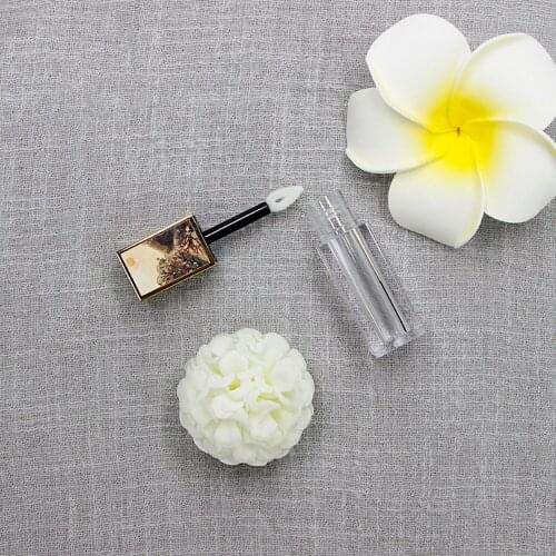 50pcs 4.5ml Empty Square Shape ABS Elegant Refillable Clear Unique Empty Liquid Lip Gloss Tube for DIY Cosmetic Sample Bottle