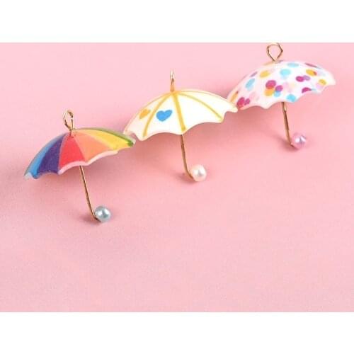 6Pcs 3D Umbrella Resin Charms Pendants for DIY Fashion Earrings Jewelry Making