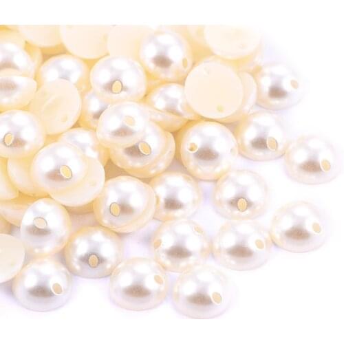 8 Sizes Beige ABS Resin Half Round Pearls Sew On Pearl Bracelet Earrings Charms For Jewelry Makink Clothes Accessory B0674