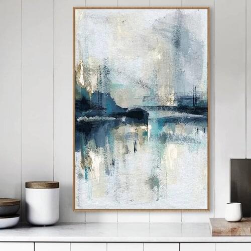 Hand-painted Oil Painting Modern Abstract Gold Light Luxury Lakeside Entrance Hallway Living Room Sofa Backdrop Paintings Decora