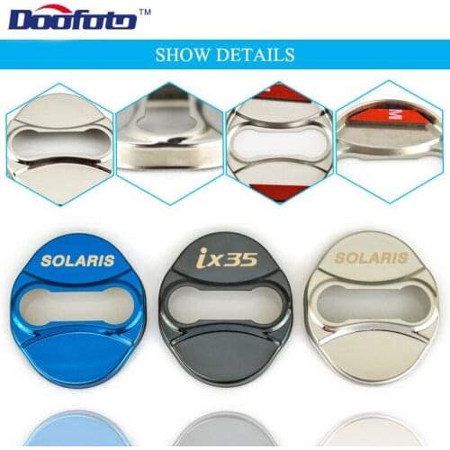 Car Styling Stainless Steel Door Lock Covers Case For Hyundai Solaris Ix35 2011-2017 Auto Badge Emblems Accessories 4pcs