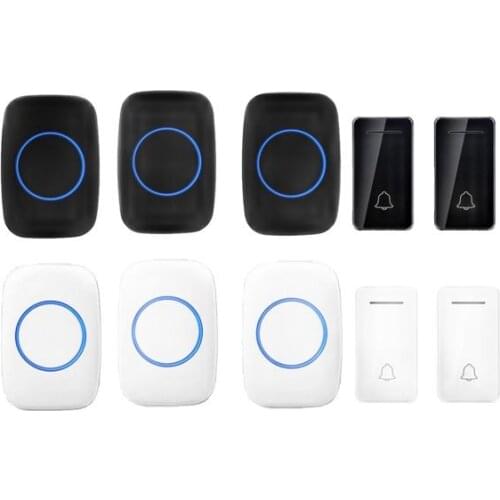 Wholesales 3RX 2 push wireless door bell emitter free of battery wireless doorbell ip44 200M work door chime door ring 110-240V