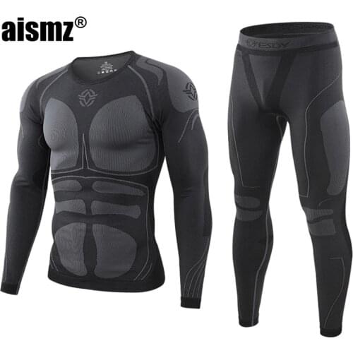 Aismz Seamless tight tactical thermal underwear men sports function breathable training cycling thermo underwear long johns