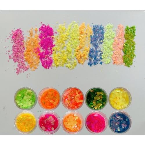 PrettyG 10 Colors Set Iridescent 1 2 3MM Dot Mixes Glitter Opal Sequins for DIY Making Art Craft Nail Makeup Decoration YF