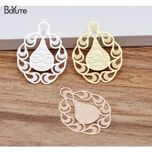 BoYuTe (10 Pieces/Lot) 44*32MM Metal Brass Corrosion Flower Sheet Pendant Diy Hand Made Jewelry Making Accessories