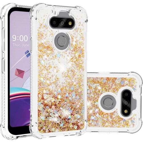 For LG K31 K8X Fortune 3 Aristo 5 Cute Full Cover LG Phoenix 5 Risio 4 Tribute Monarch Glitter Flow Liquid Quicksand Bumper Case