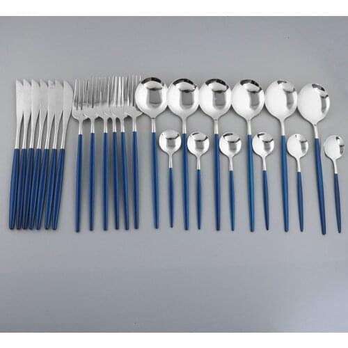 Black Tableware Mirro 24pcs 304 Stainless Steel Cutlery Spoon Fork Knife Set Home Gold Dinnerware Set Eco Friendly