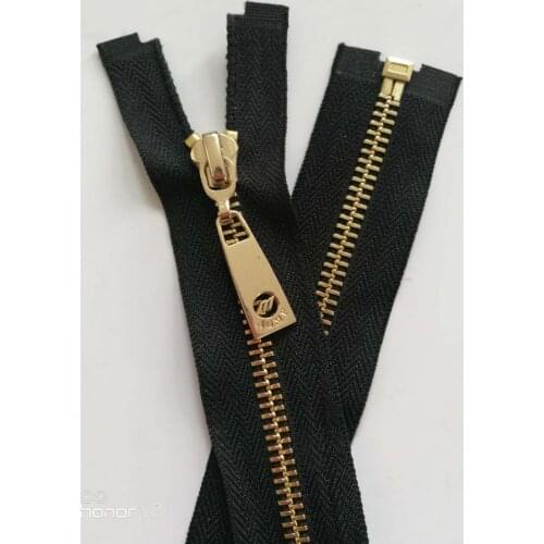 6pcs/lot Cheap 5# Gold Brass Long Metal Zipper Black 75cm Single Open End for Blouse Down Coat Overcoat Jacket