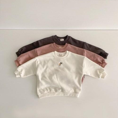 Kids T-shirt 2021 Autumn New Baby Long Sleeve Hoodies Cartoon Lemon Embroidery Boys Sweatshirts Infant Casual Outfit