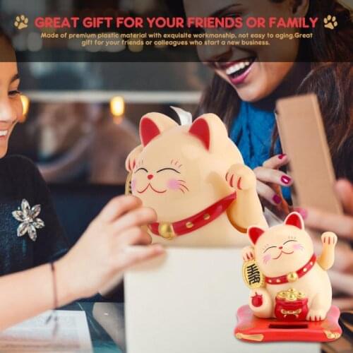 Lucky Smile Red Ear Money Cat Figurines Crafts Family Cars, Hotels, Restaurants Miniature Ornaments Home Decoration Accessories