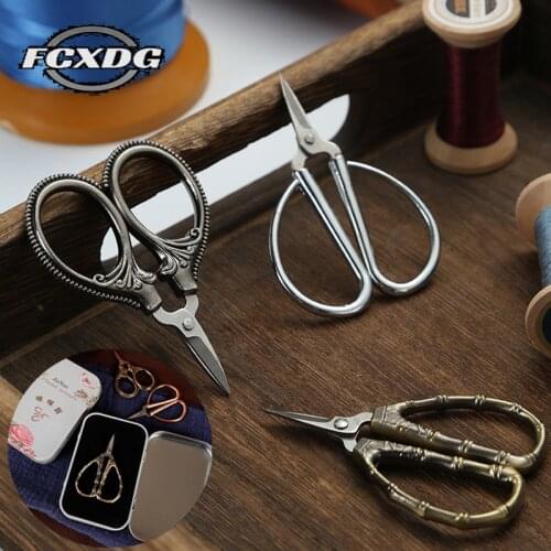 Handmade DIY Sewing Tools Small Embroidery Scissors Super Mini Cute Stainless Steel Antique Scissors Gold Vintage Mini Scissors