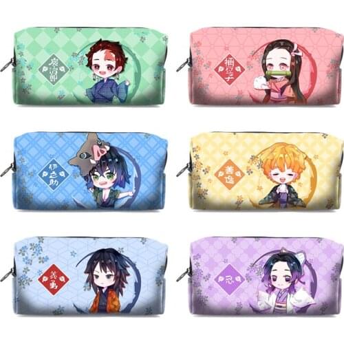 Demon Slayer Kimetsu No Yaiba Kamado Tanjirou Nezuko Hashibira Inosuke Cosplay Pen Pencil Case Cosmetic Makeup stationery Bag