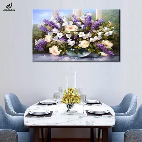 JHLJIAJUN Oil Canvas Oil Painting Lavender Flower Natural HD Wall Art Print And Poster For Bedroom Dining Living Home Decor