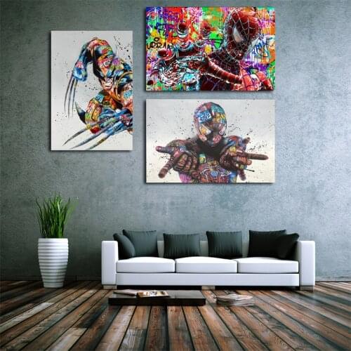 Marvel Anime Canvas Paintings Spiderman Graffiti Street Art Posters and Prints Wall Art Picture for Living Room Home Decoration