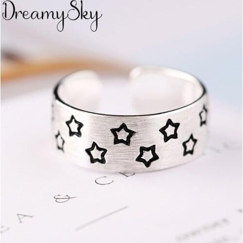 Romantic Style Bohemian Silver Color Star Rings For Women Girls Gift New Trendy Vintage Big Punk Ring Wholesale