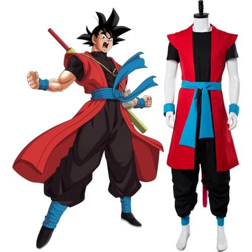 DBS Heroes: Universe Mission Time Patrol Saiyan Son Goku: Xeno Zeno Red Goku Kakarot Outfit Cosplay Costume C018