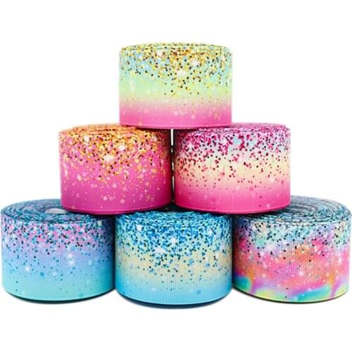 10 Yards 1' 38MM Rainbow Gradient Colors Printed Grosgrain Ribbons For Hair Bows DIY Crafts Materials Y2020110401