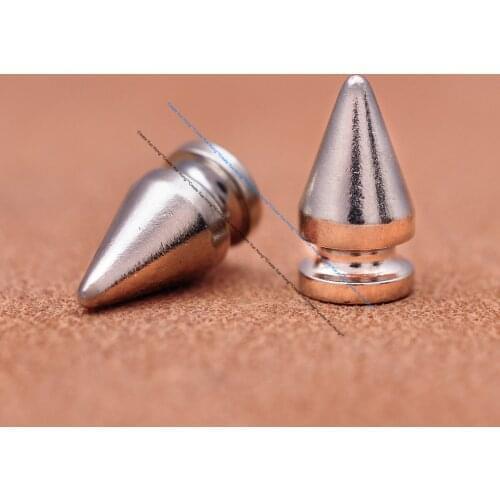 50Pcs 7*13 mm Copper Sturdy Heavy Studs and Spikes for Clothes DIY Punk Rock Silver Studs Rivets For Clothes Shoes Bags Decor