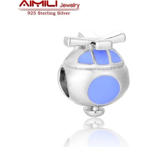 Cute Sterling Silver Helicopter Charm Pulseira Berloque Bracelet Charms Lot Brand Gw Jewelry D195-15