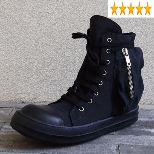 Pocket 2021 Designer Fashion Trend Platform Lace Up Black Lovers High Top Mens Casual Sneakers Street Vintage Men Shoes