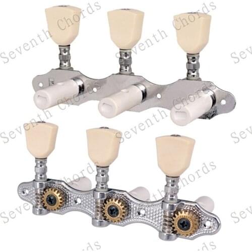 A Set Chrome 3R3L Classical Guitar Tuning Peg Tuners Machine Heads with Lvory yellow Trapezoid Buttons guitar accessories parts