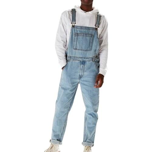 Bib Overalls For Man Suspender Pants Mens Jeans Jumpsuits High Street Distressed 2019 Autumn Fashion Denim Male Plus Size S-3XL