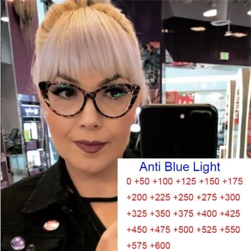 Vintage Anti Blue light Reading Glasses Women Anti Glare Hyperopia Eyeglasses Transparent Magnifying Computer Glasses Wives +1