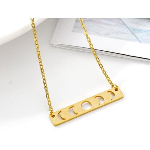 Crescent Moon Bar Necklace Women Gold Silver Color Fashion Jewelry
