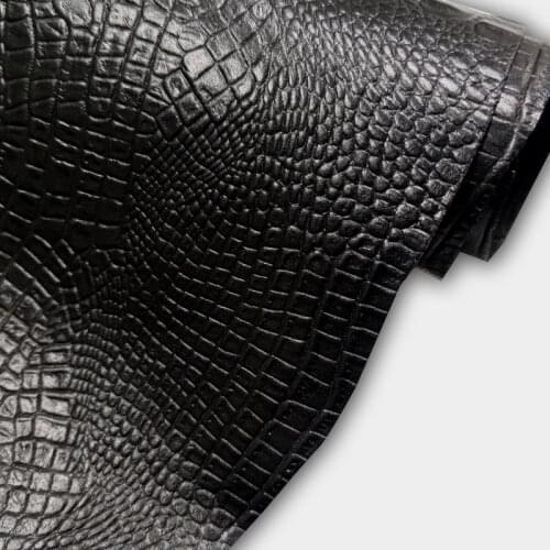 First Layer Black Crocodile Pattern Cowhide Embossed Leather Handmade Diy Goods Leather Shoes Bag Fabric Tela De Cuero