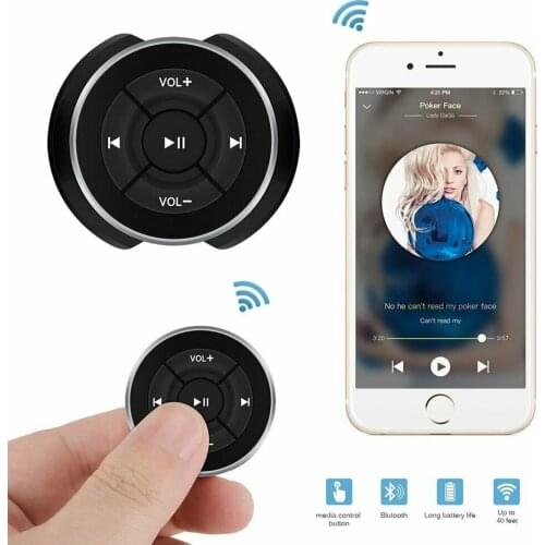 Car Steering Wheel Media Button Controller Kit Wireless BT 3.0 Remote Control Music Controls For IOS Android Phone Tablet