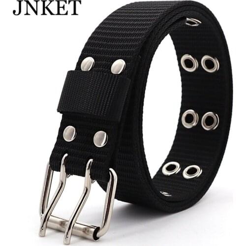 JNKET New Fashion Men Nylon Belt Casual Waistband Double Pin Buckle Belt Jeans Belt Womens Belts Leisure Cinturon