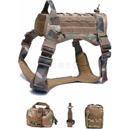 Tactical Dog Harness Breathable Waterproof Military Training Vest Harnesses Outdoor Hunting Nylon Dogs Belt With Carrier Bags