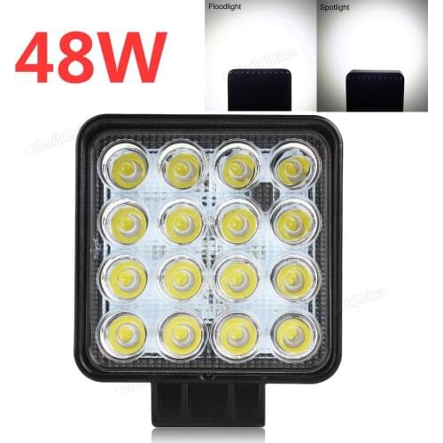 4 Inch 12V/24V 3200LM 48W Waterproof Square LED Work Light Fit for Motorcycle / Tractor / Boat / 4WD Off Road / SUV / ATV