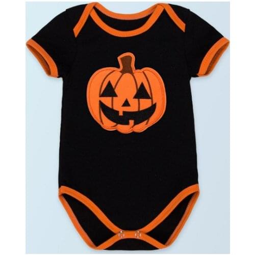 High Guality Boys Girls Cotton Bodysuits & One-Pieces Black Pumpkin Print Overalls Clothing for Newborn Baby Halloween Gifts
