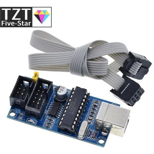 TZT 1Set USBTiny USBtinyISP AVR ISP Programmer Bootloader For Arduino Meag2560 UNO R3 With 10pin Programming Cable