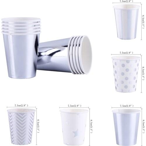 10pcs 350ml Silver flash style Bachelor Singleism birthday party decorations adult kids supplies paper disposable tableware cups