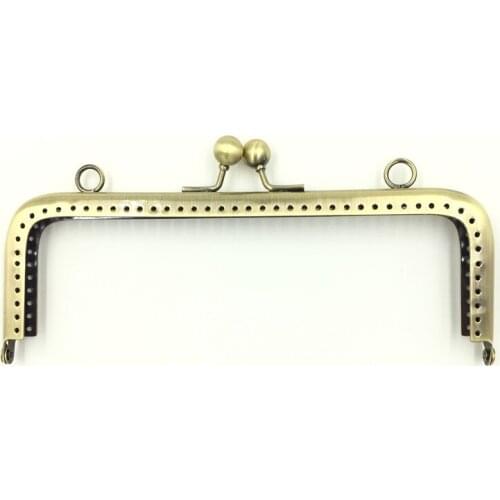 10Pcs Antique Bronze Tone Coins Purse Metal Rectangle Frame Kiss Clasps Lock Clutch Handle 18x9cm