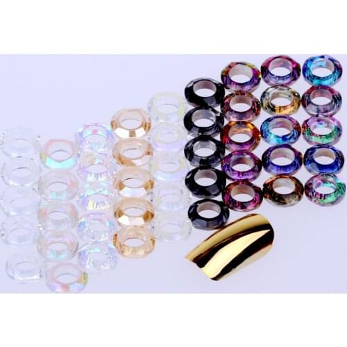 10pcs/pack 8mm Round Shape Angle Rings Glass Hollow Crystal Chameleon Cabochom Jewelry Nail Art DIY Garments Dress Decorations