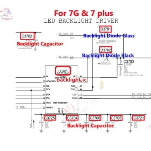 20set/lot U3701 D3701 D3702 C3702 C3725 C3704 IC Chip Diode Capacitor For iphone 7 7plus 7 plus Dim no LED backlight fix kit