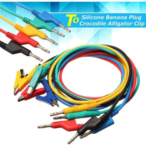 2019 5Pcs Test Line Silicone Banana Plug to Alligator Clip Probe Lead Cable for Electrical Laboratory CSL88
