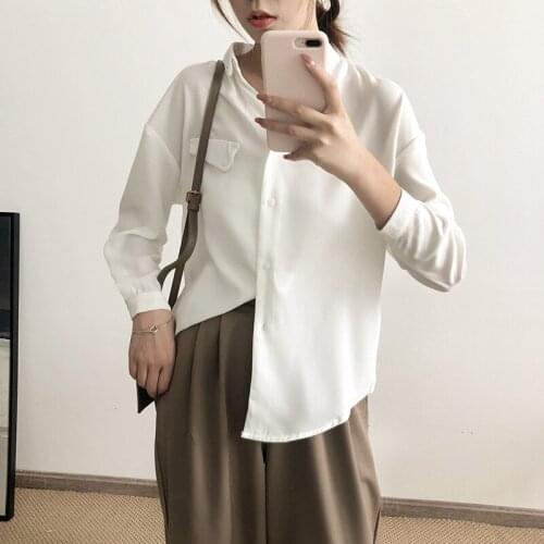 2020 Women Blouse Turn Down Collar Long Sleeve Womens Tops And Blouses Boho White Chiffon Shirts Blusas Roupa Feminina Clothes