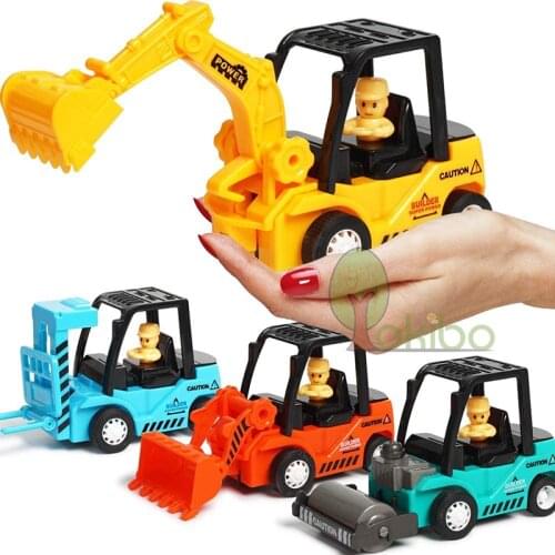 4 Pcs Model Car Baby Kids Toy Car Toys Excavator Bulldozer Road Roller Lift Truck Toys Car Toys for Baby Sandbox Trucks Vehicles