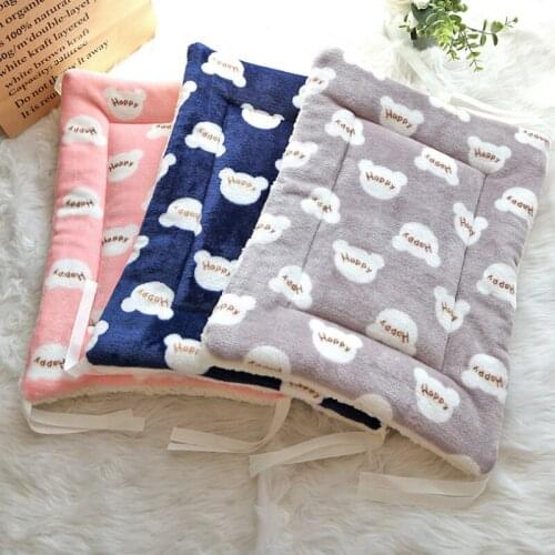 Pet Supplies Autumn and Winter Plus Velvet Thickened Cage Platform Cat Pad Warm Flannel Can Be Fixed Puppy Bed Soft Dog Kennel