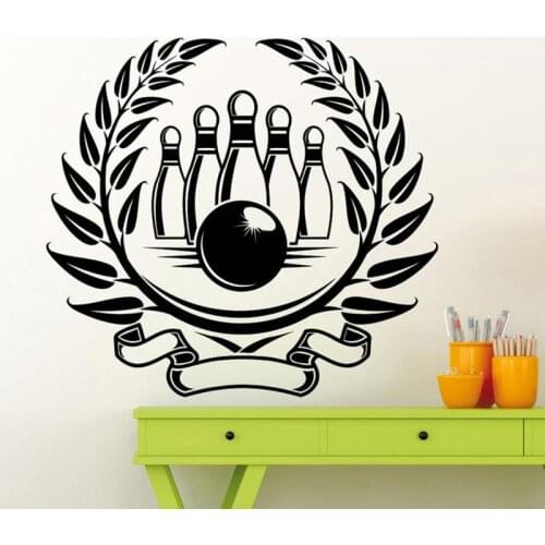 Bowling Wall Sticker Skittles Leisure Ball Sport Club Interior Decor Art Door Window Vinyl Decals Creatives Logo Wallpaper Q611
