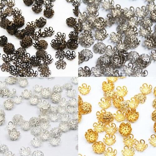 DIY Jewelry Supplies 10mm 300Pcs/lot 4 Colors Optional Hollow Flower Beads Caps Jewelry Findings Making