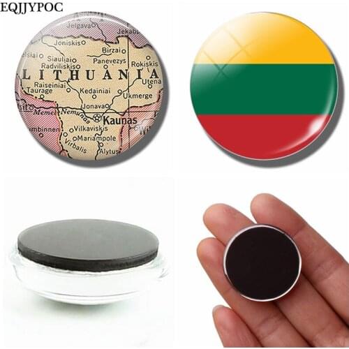 Lithuania Flag Map Fridge Magnet decor souvenir Vilnius Kaunas Klaipeda SIAULIAI Glass crystal Magnetic Sticker for Refrigerator