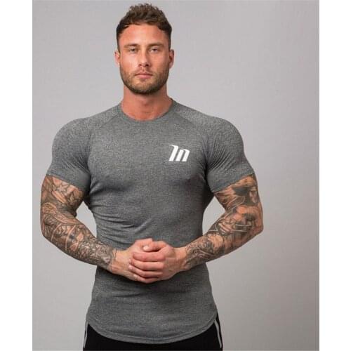 New Compression T-shirt Superelastic Skinny Shirt Men Gyms Fitness Workout Quick dry Tee Tops Male Summer Jogger Sporty Clothing