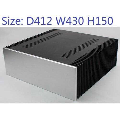 Size: D412 W430 H150 DAC Amplifier Case Aluminum Chassis Power Supply DIY Case WA68 all aluminum pure rear stage non-porous